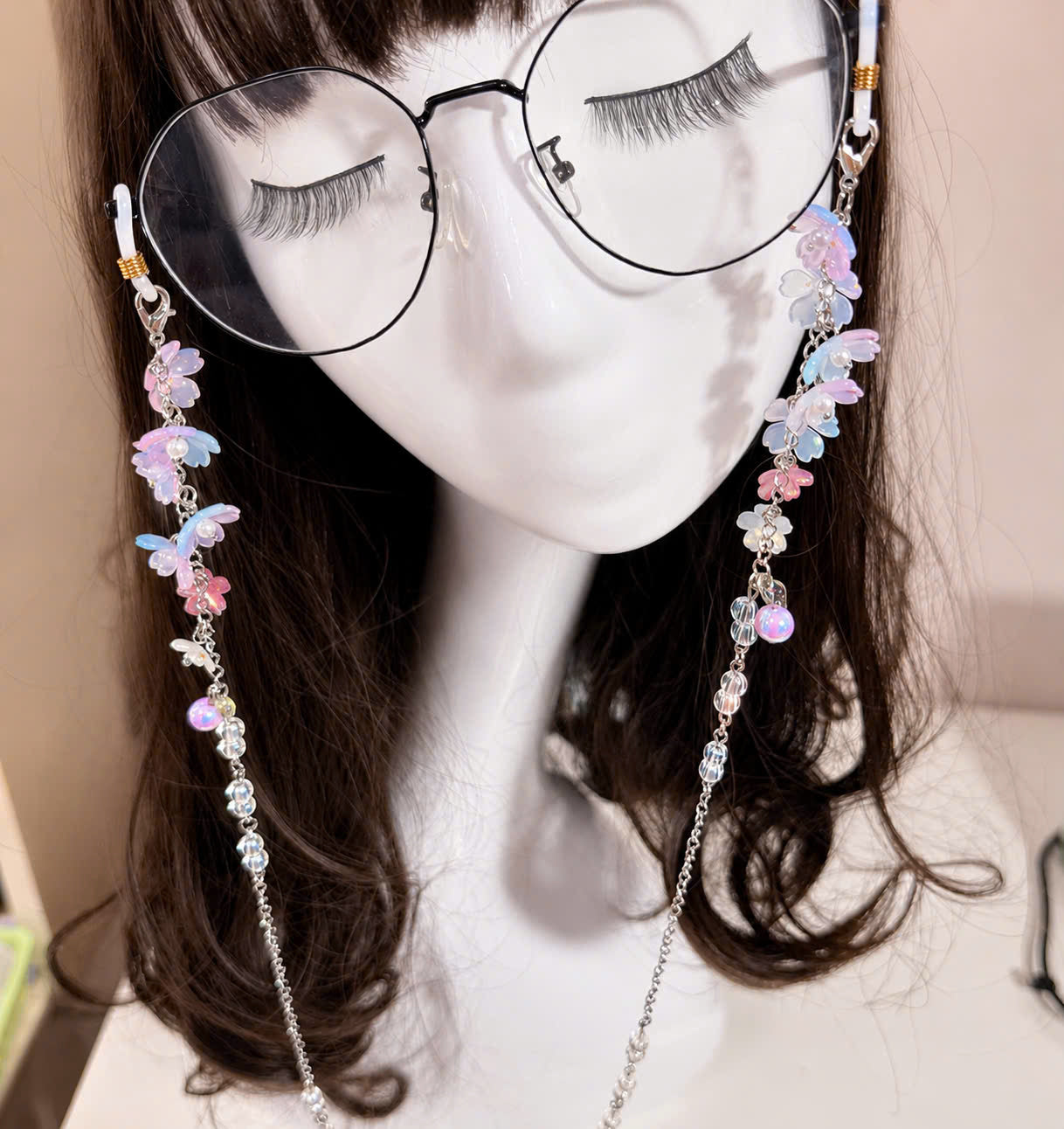 Purple Floral Glasses Chain