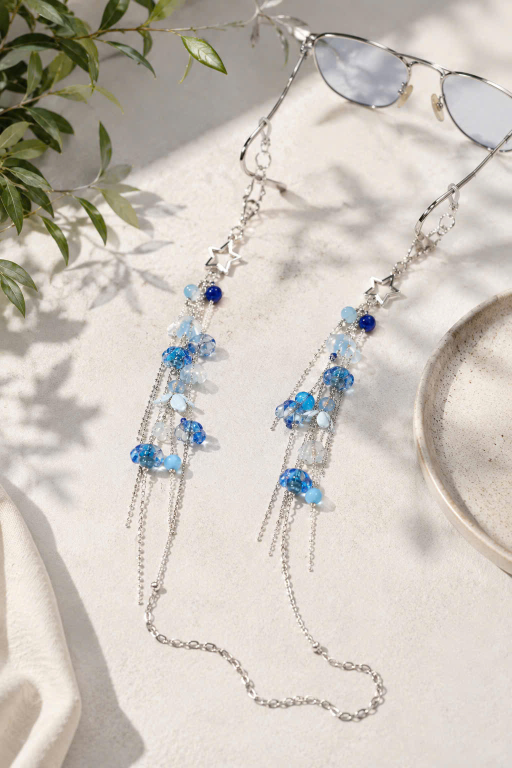 Blue Flower Glasses Chain