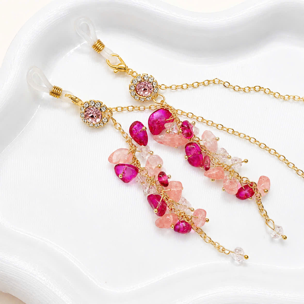 Pink Gemstone Glasses Chain