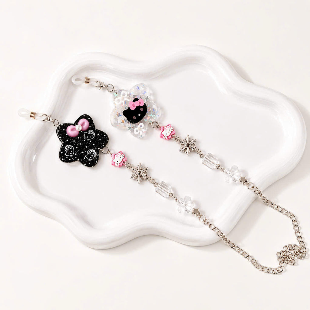 Black Pink Kitty Glasses Chain