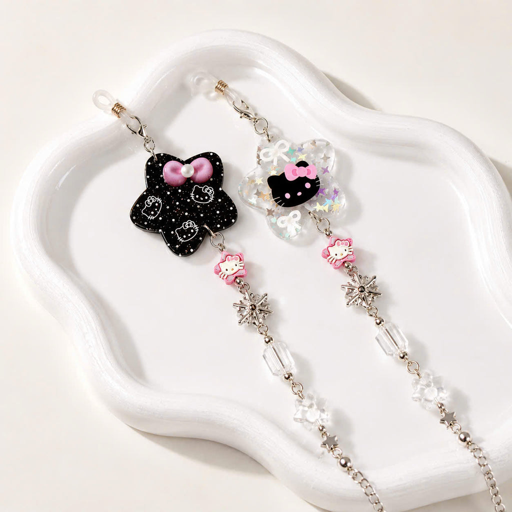 Black Pink Kitty Glasses Chain
