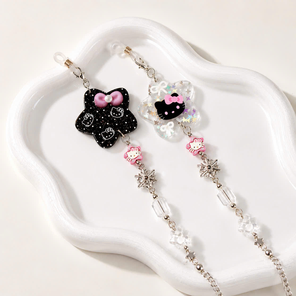 Black Pink Kitty Glasses Chain