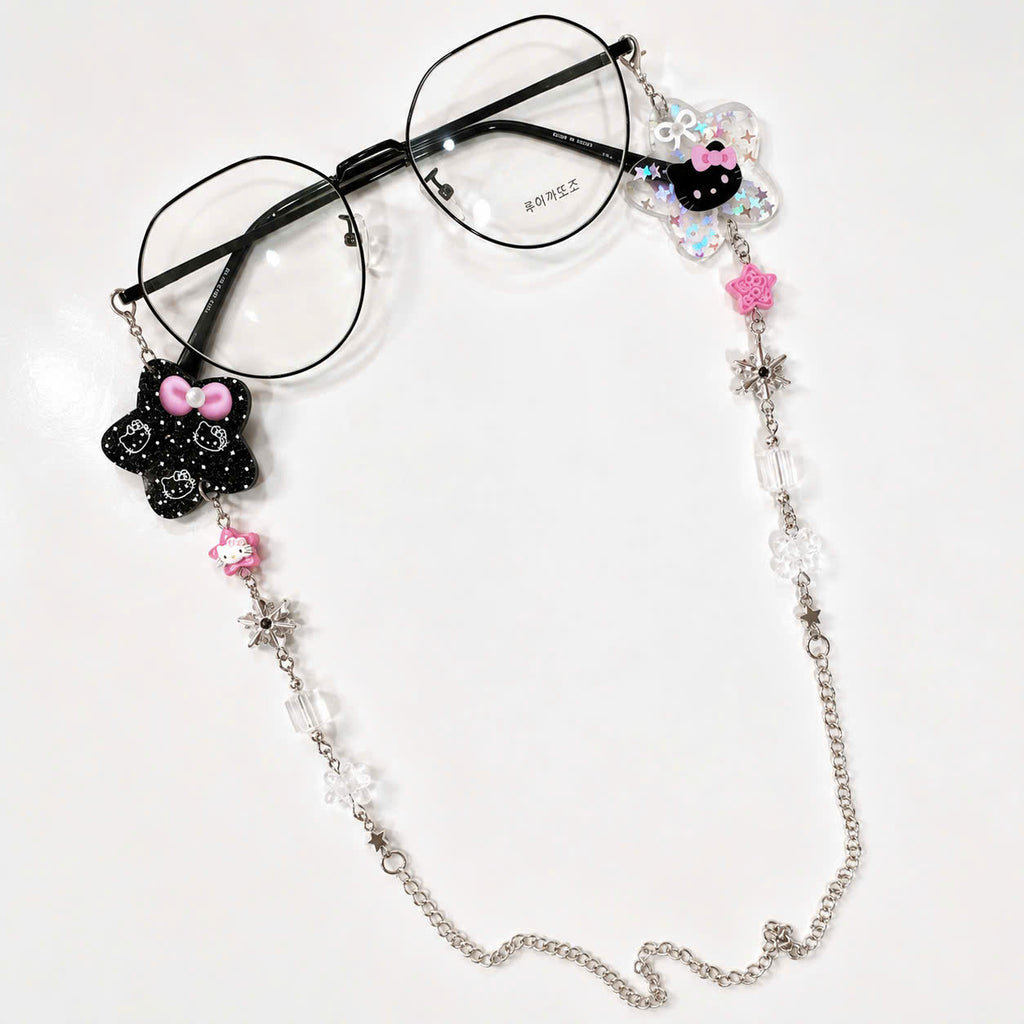 Black Pink Kitty Glasses Chain
