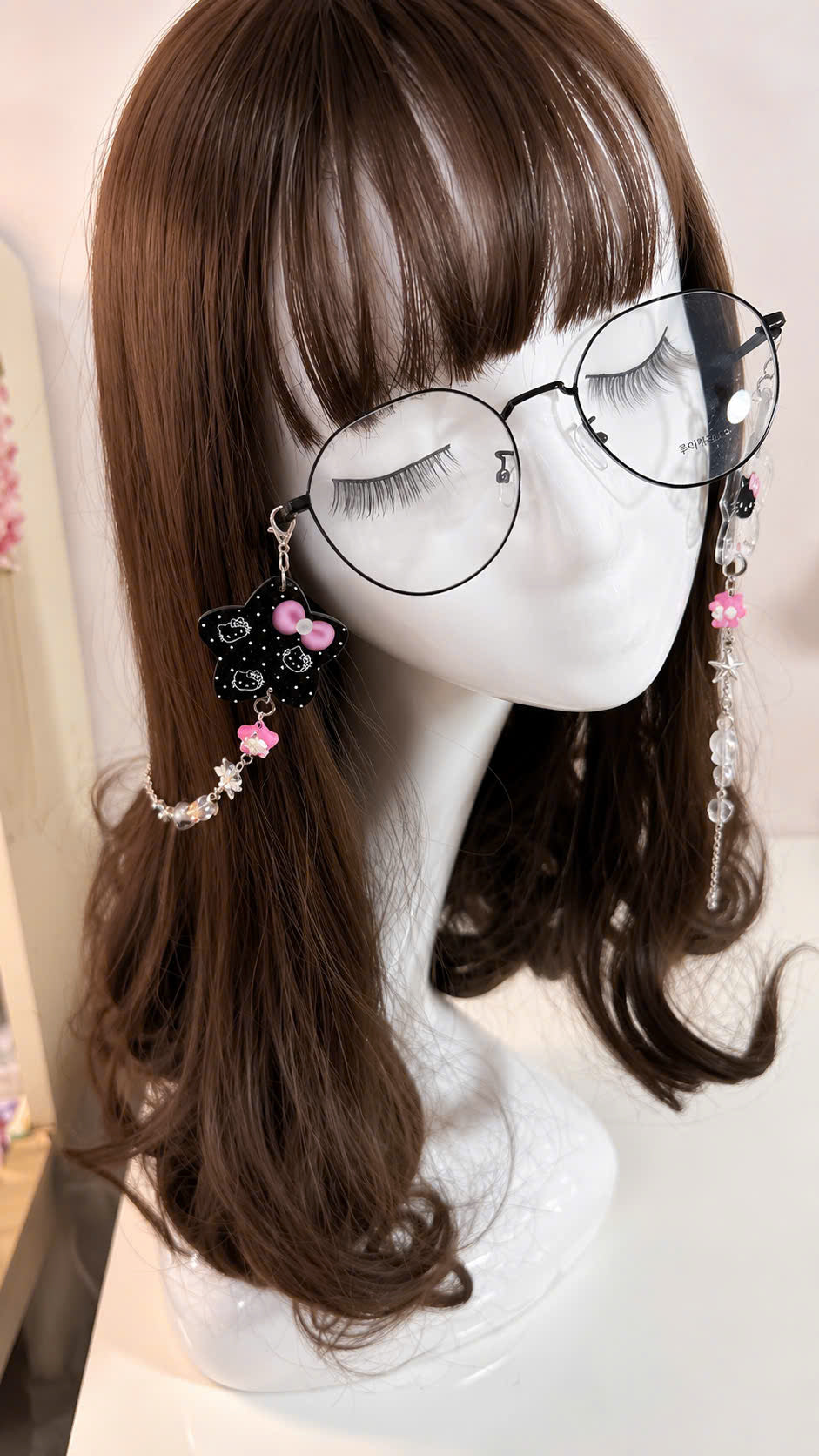 Black Pink Kitty Glasses Chain