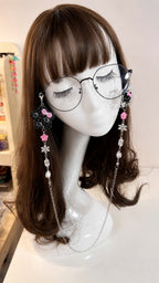Black Pink Kitty Glasses Chain