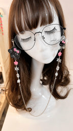 Black Pink Kitty Glasses Chain