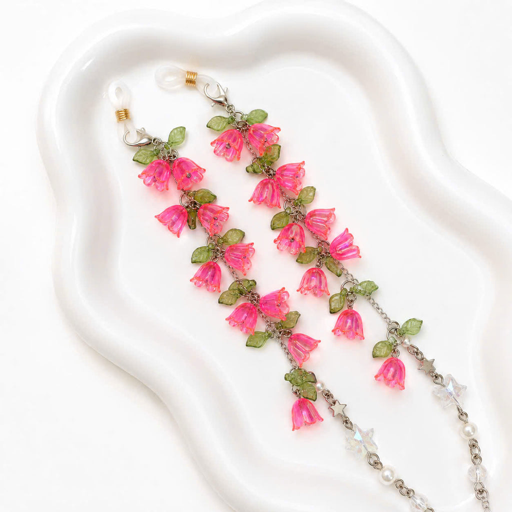 Pink Lily Flower Glasses Chain