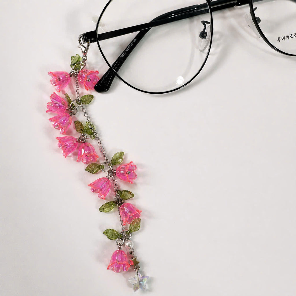 Pink Lily Flower Glasses Chain