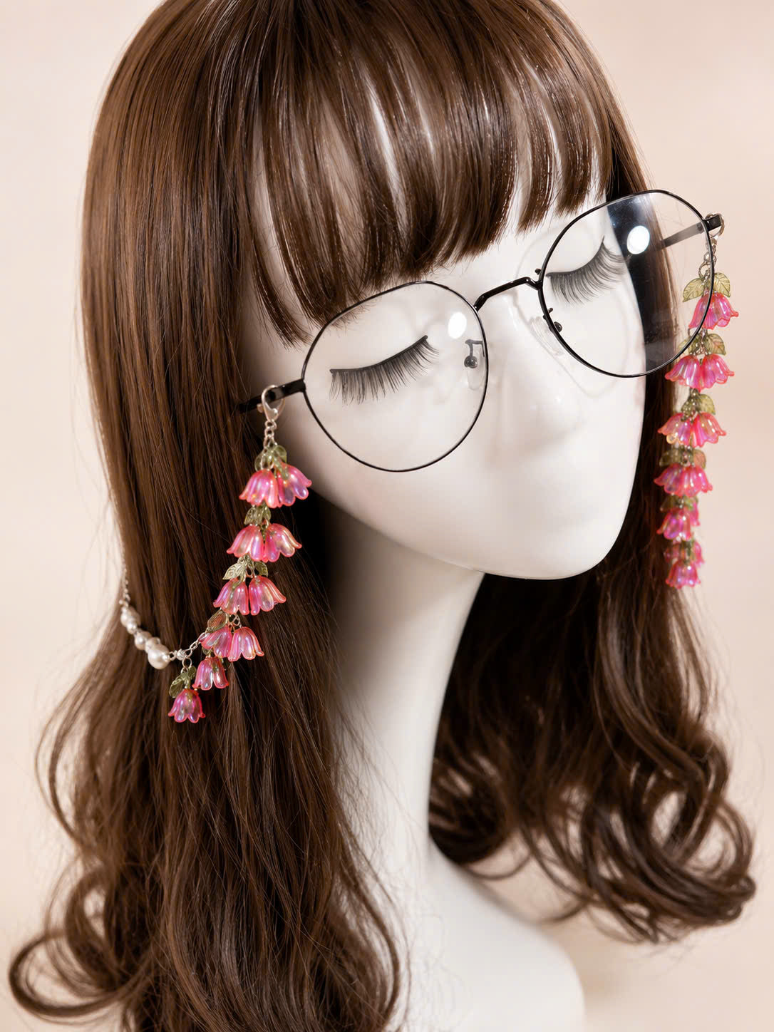 Pink Lily Flower Glasses Chain
