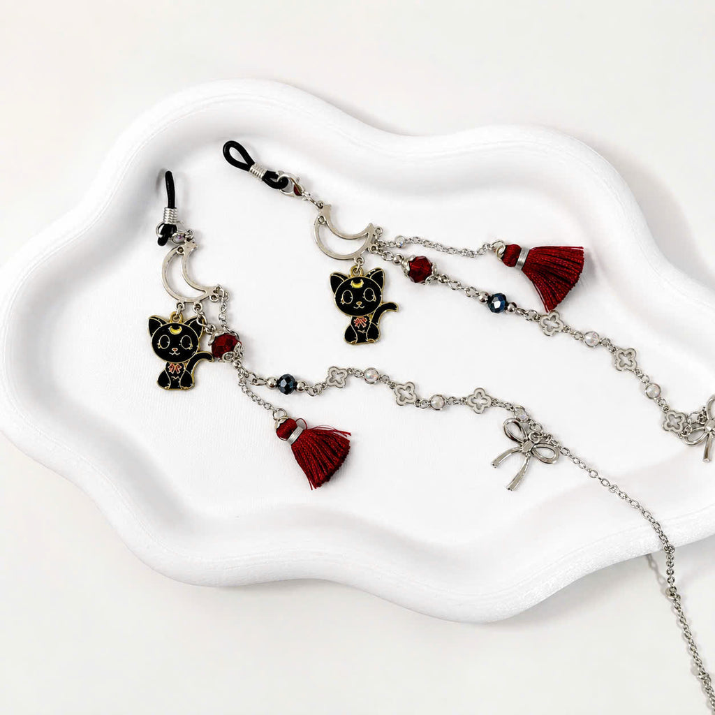 Black Cat Moon Glasses Chain
