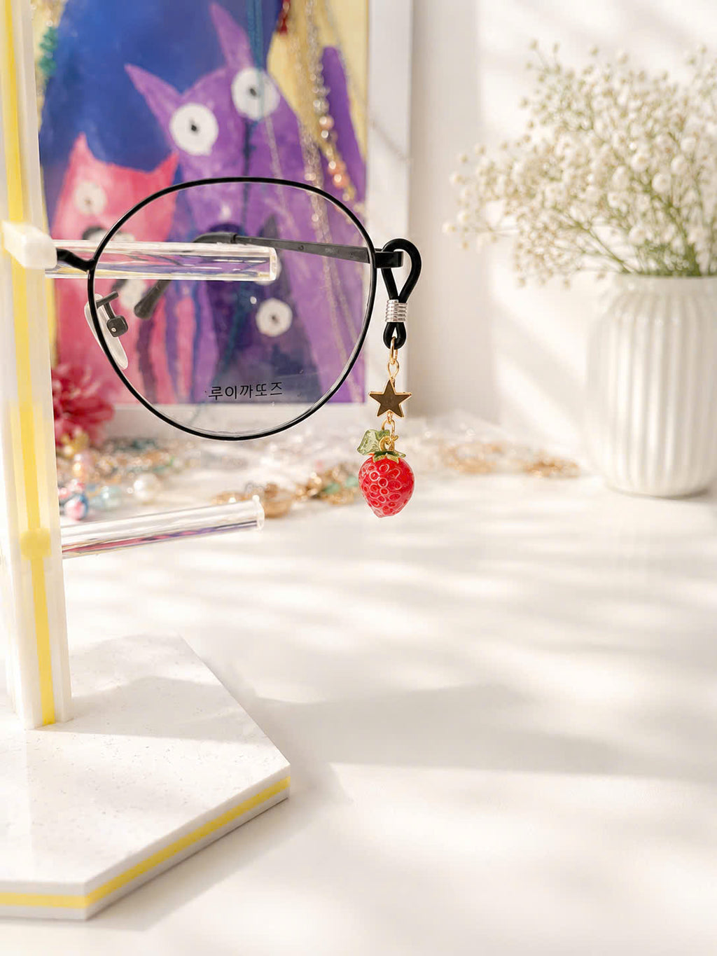 Cute Strawberry Glasses Charms