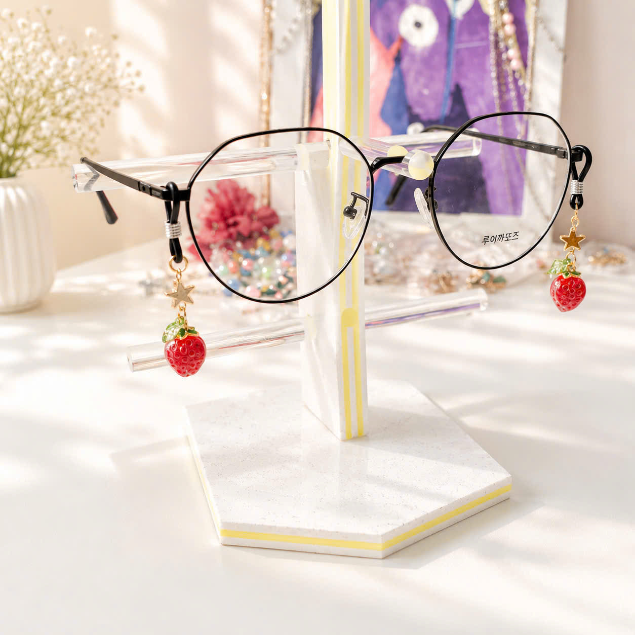 Cute Strawberry Glasses Charms