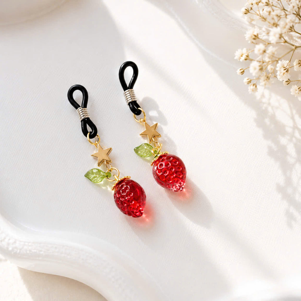 Cute Strawberry Glasses Charms