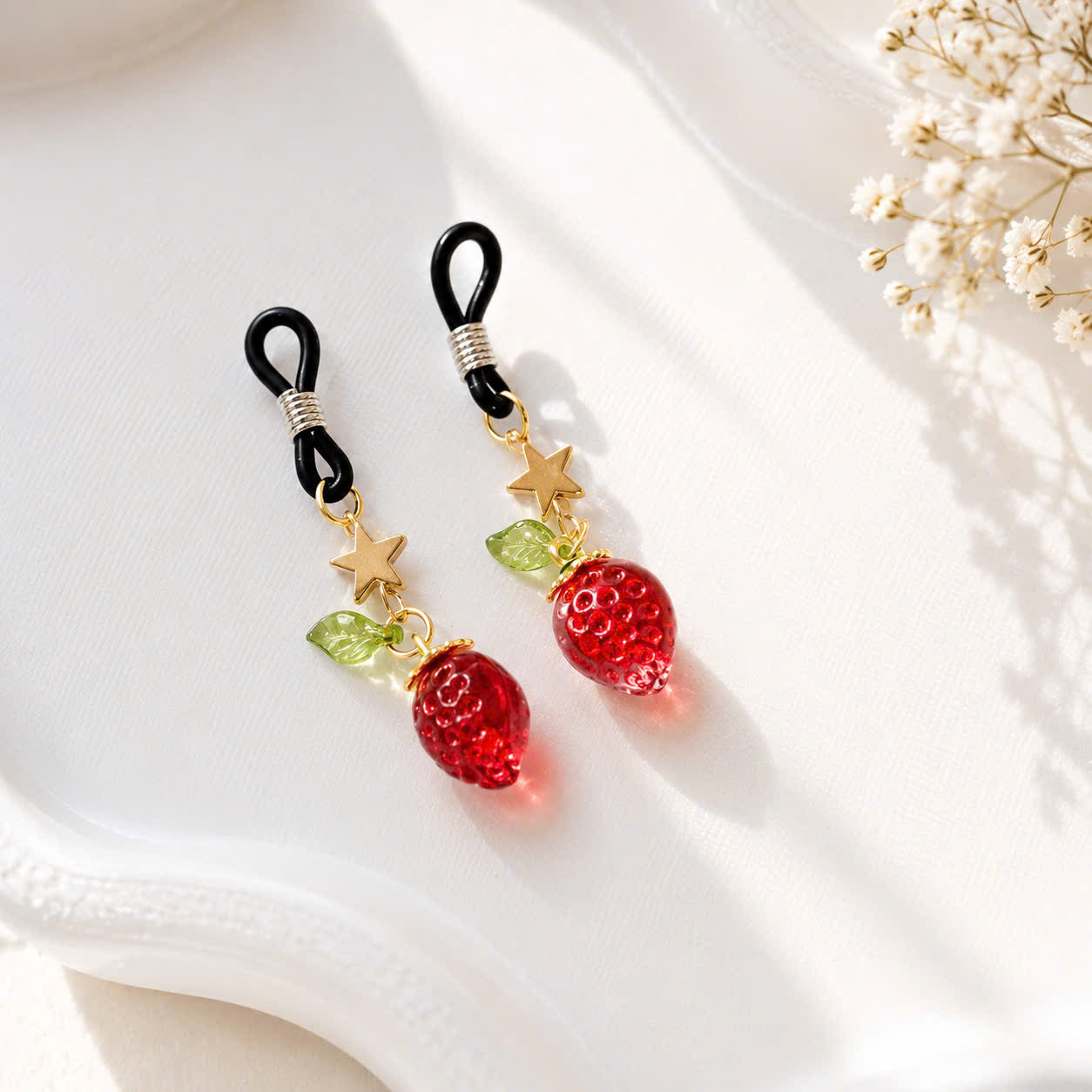 Cute Strawberry Glasses Charms