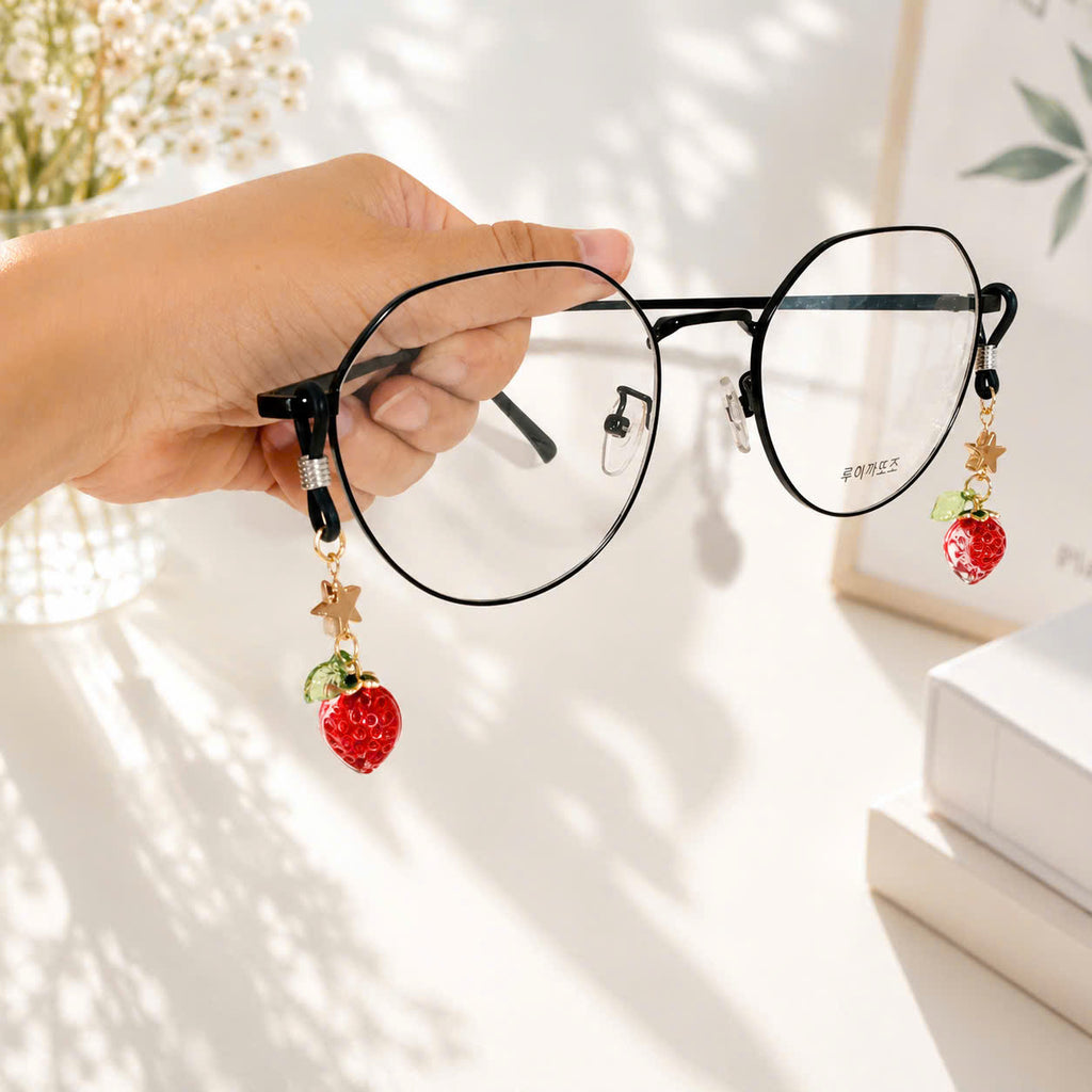 Cute Strawberry Glasses Charms
