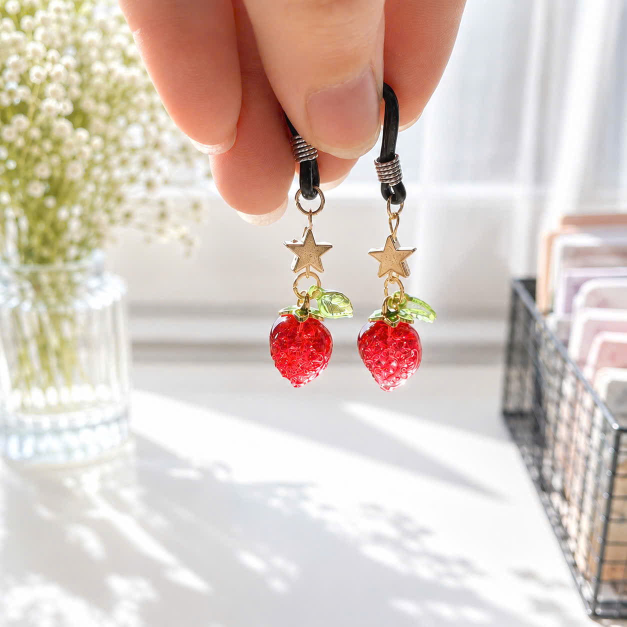 Cute Strawberry Glasses Charms