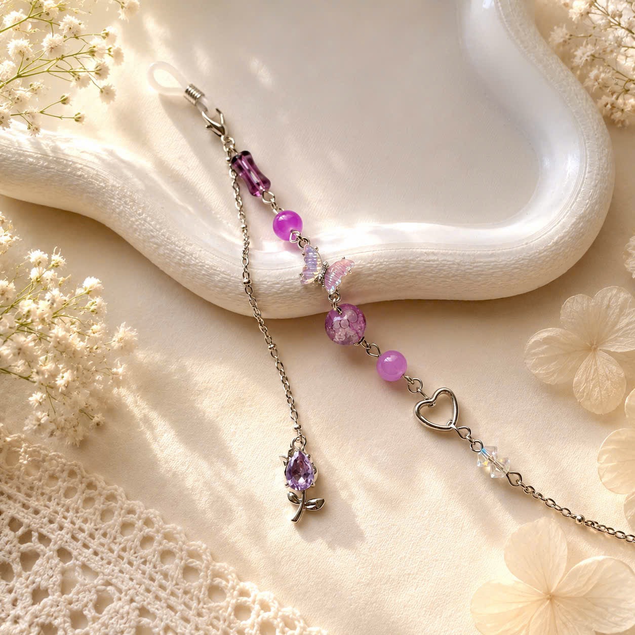Purple Butterfly Glasses Chain