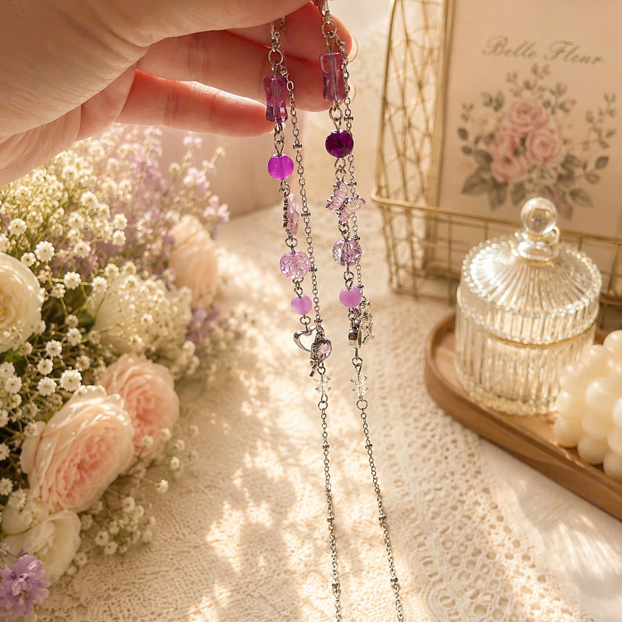 Purple Butterfly Glasses Chain