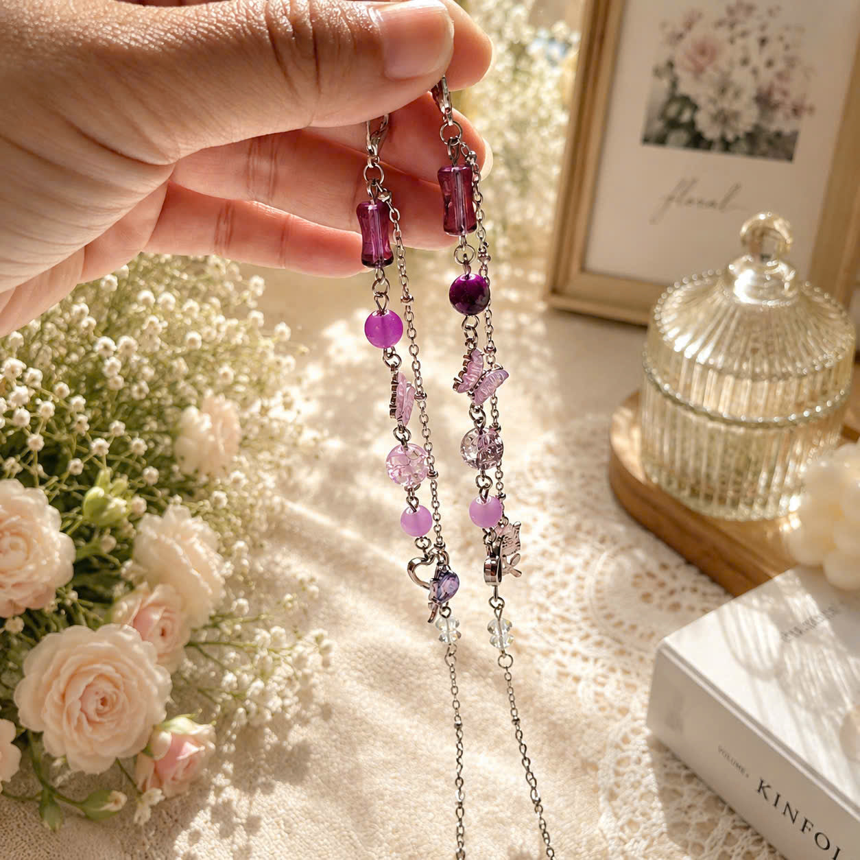 Purple Butterfly Glasses Chain