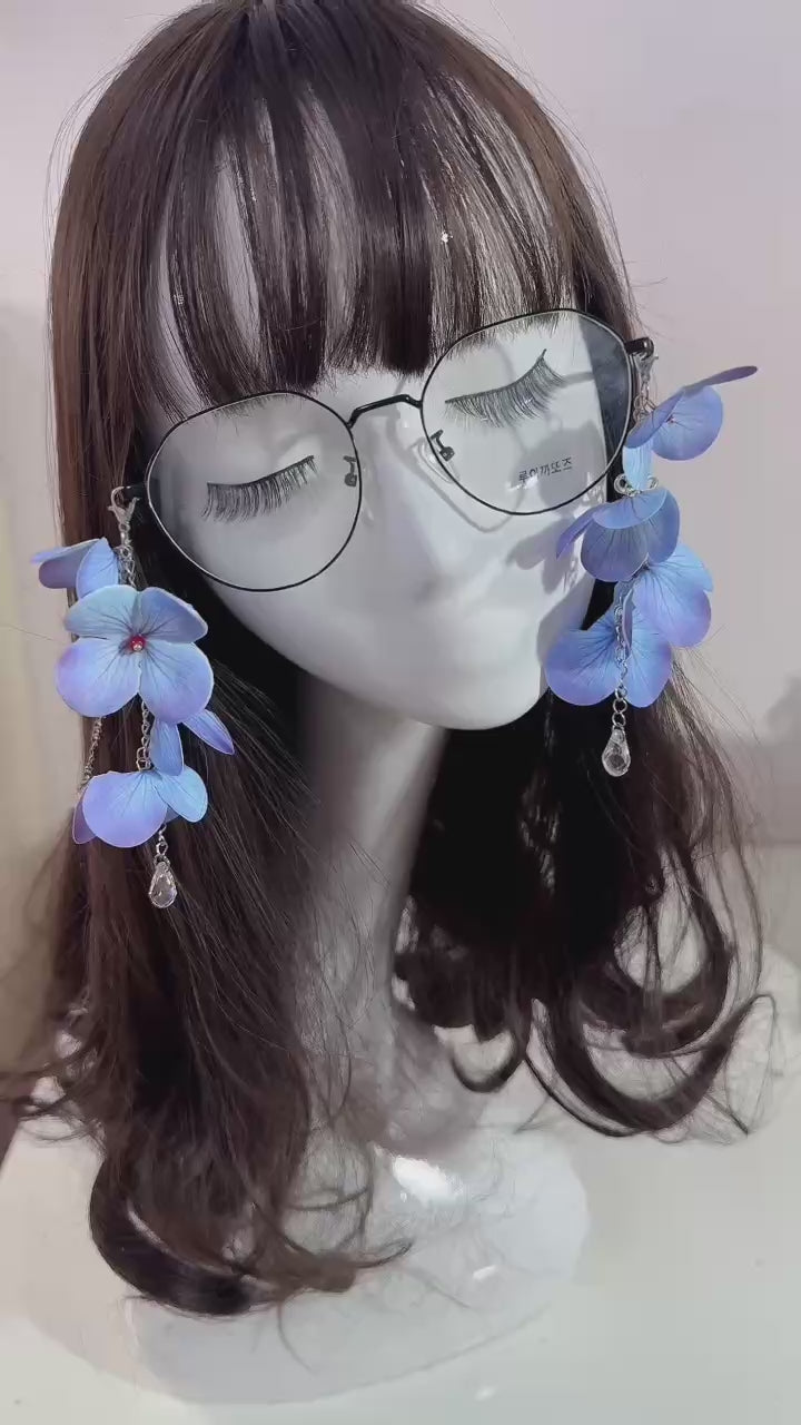 Blue Hydrangea Glasses Chain