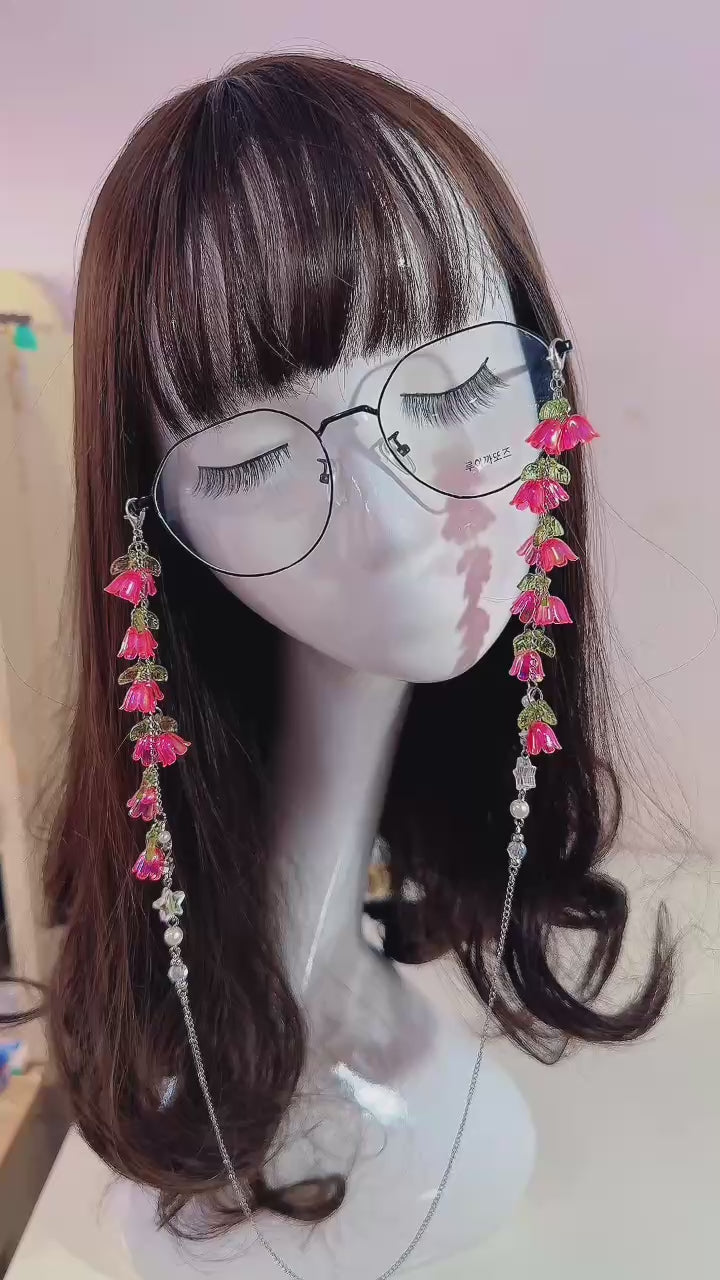 Pink Lily Flower Glasses Chain