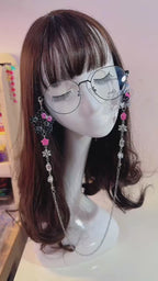 Black Pink Kitty Glasses Chain