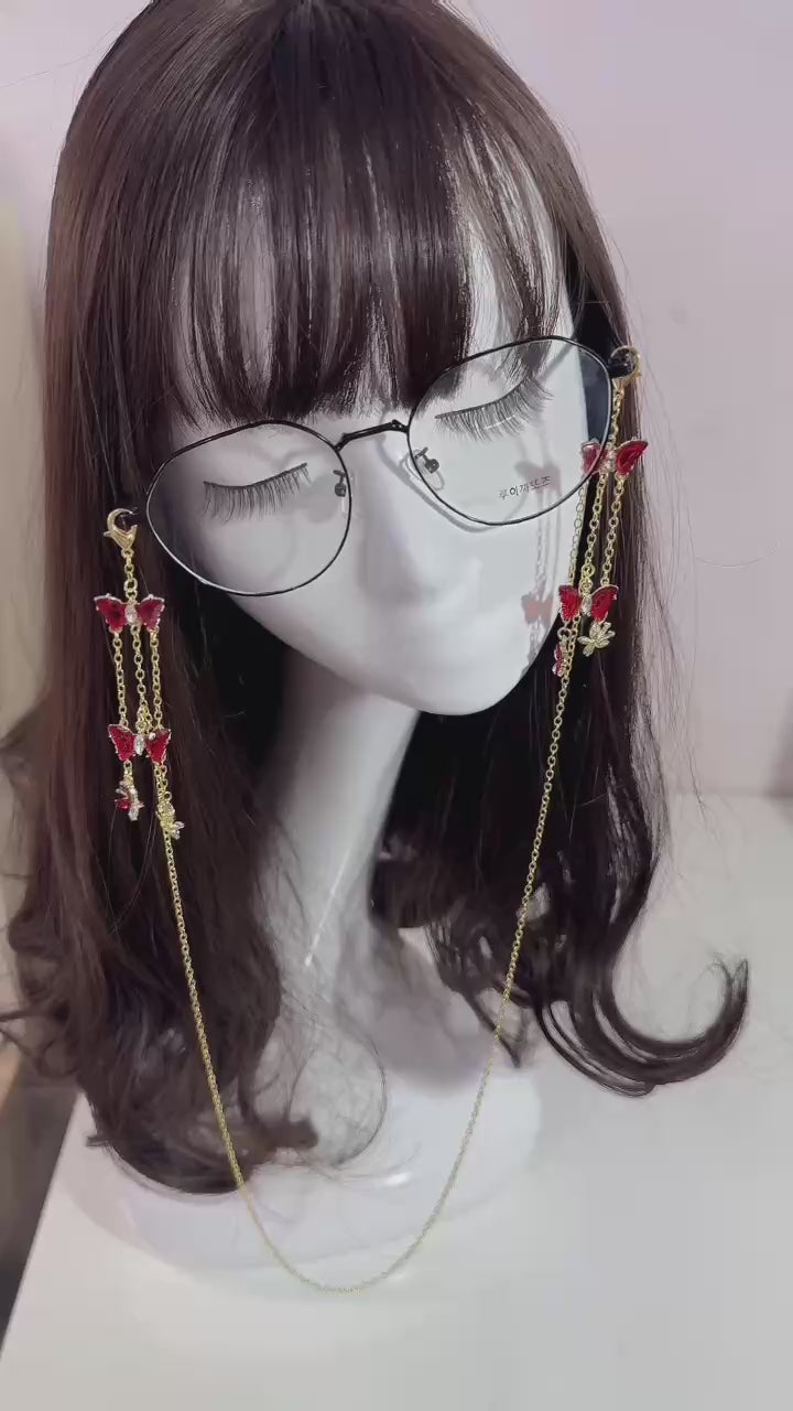 Red Butterfly Gold Glasses Chain
