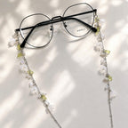 Lily Flower Glasses Chain - Handmade White Floral Eyeglass Holder Necklace, Elegant Beaded Eyewear accessory