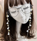 Lily Flower Glasses Chain - Handmade White Floral Eyeglass Holder Necklace, Elegant Beaded Eyewear accessory