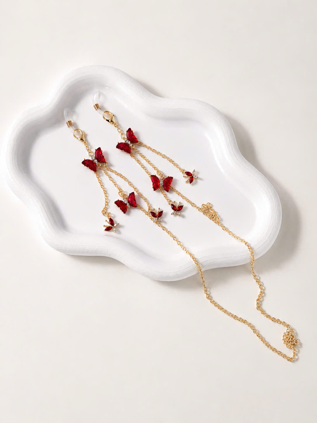 Red Butterfly Gold Glasses Chain