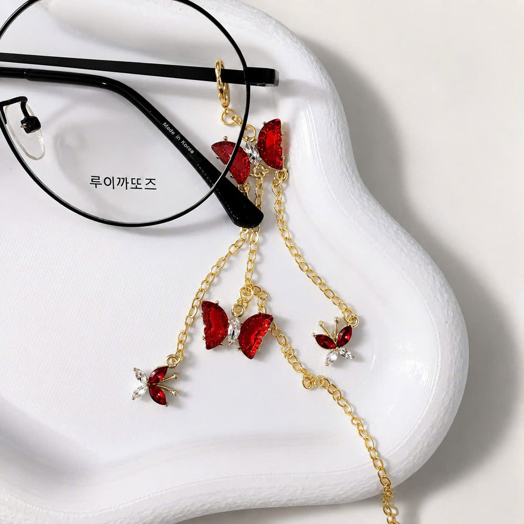 Red Butterfly Gold Glasses Chain