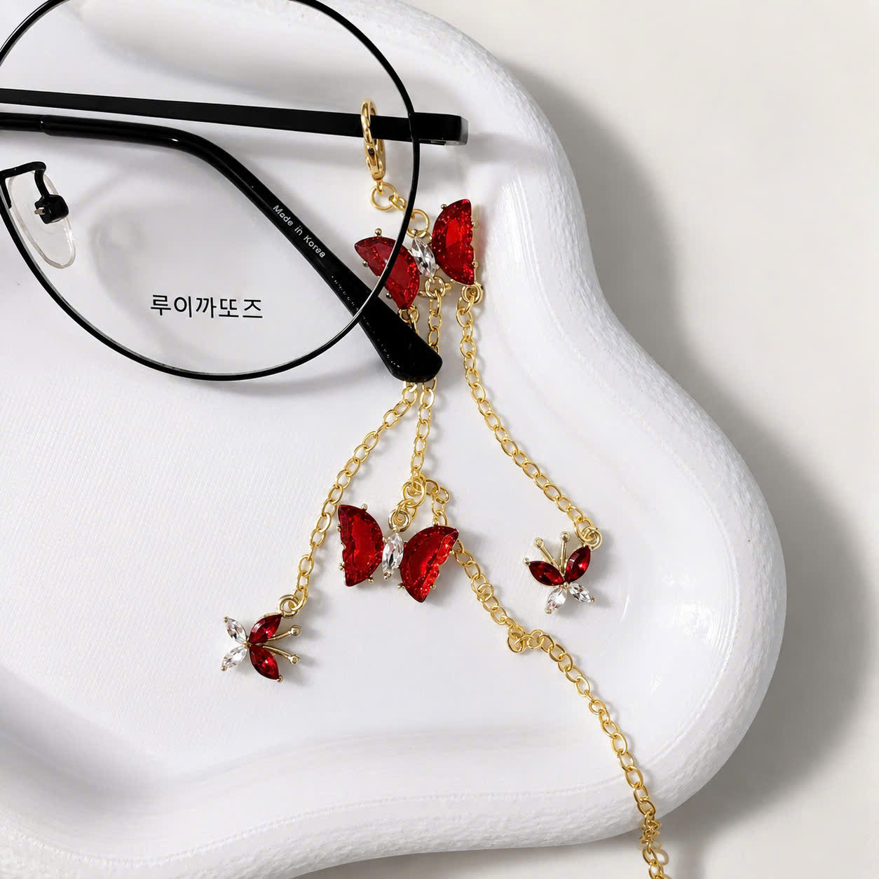 Red Butterfly Gold Glasses Chain