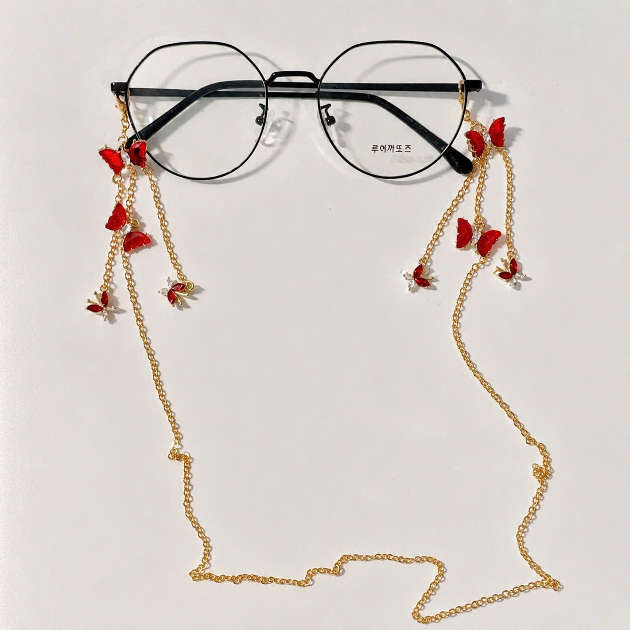 Red Butterfly Gold Glasses Chain