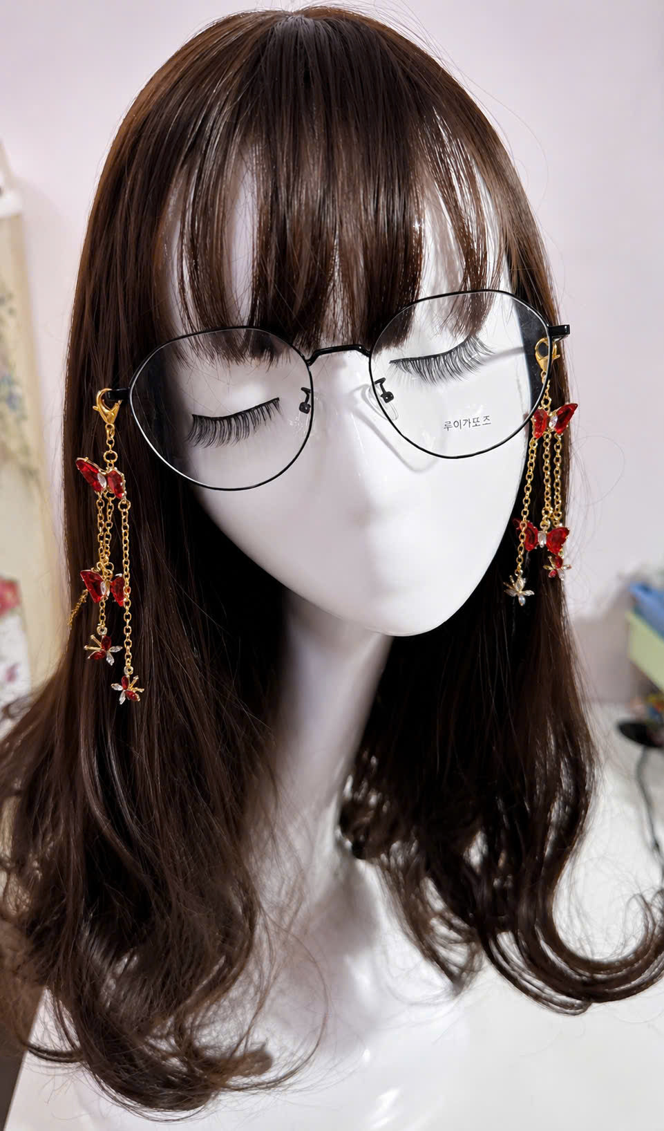 Red Butterfly Gold Glasses Chain