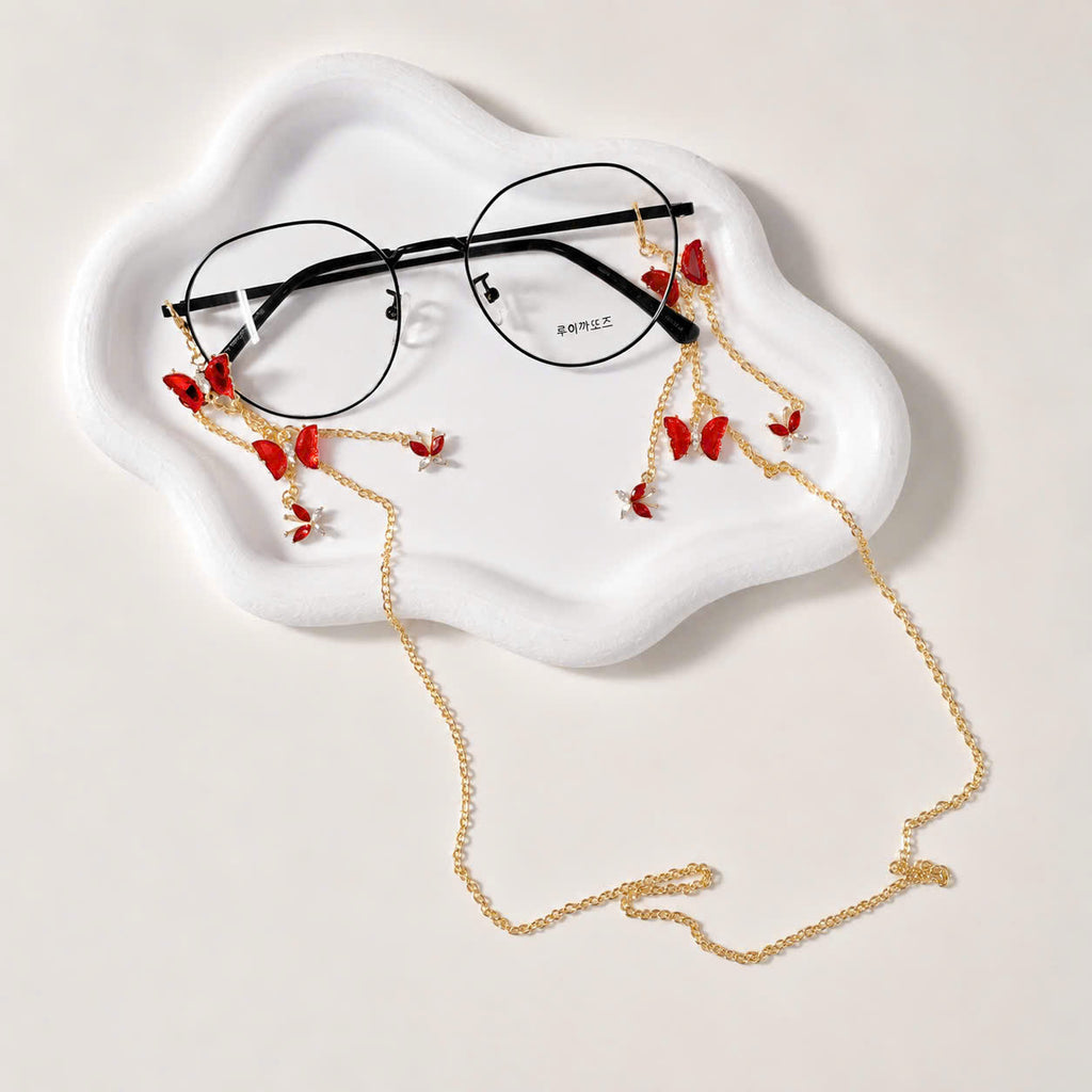 Red Butterfly Gold Glasses Chain