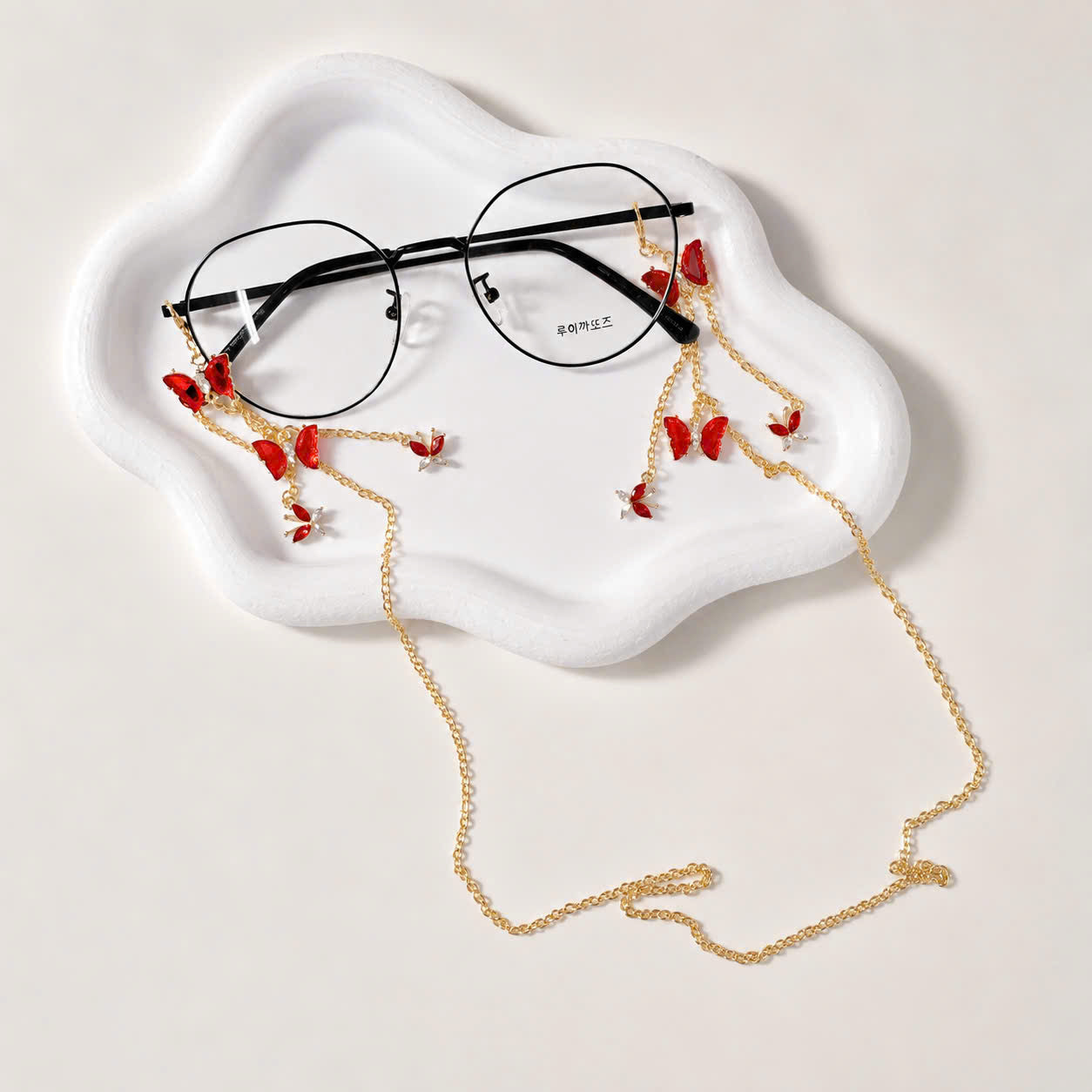 Red Butterfly Gold Glasses Chain