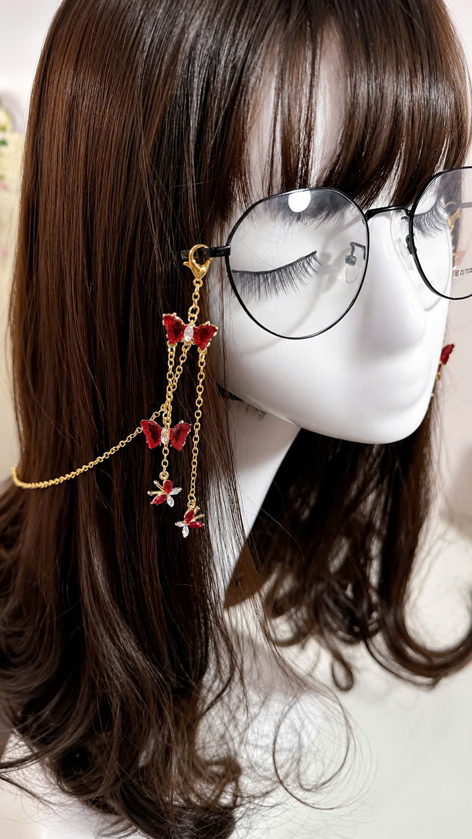 Red Butterfly Gold Glasses Chain